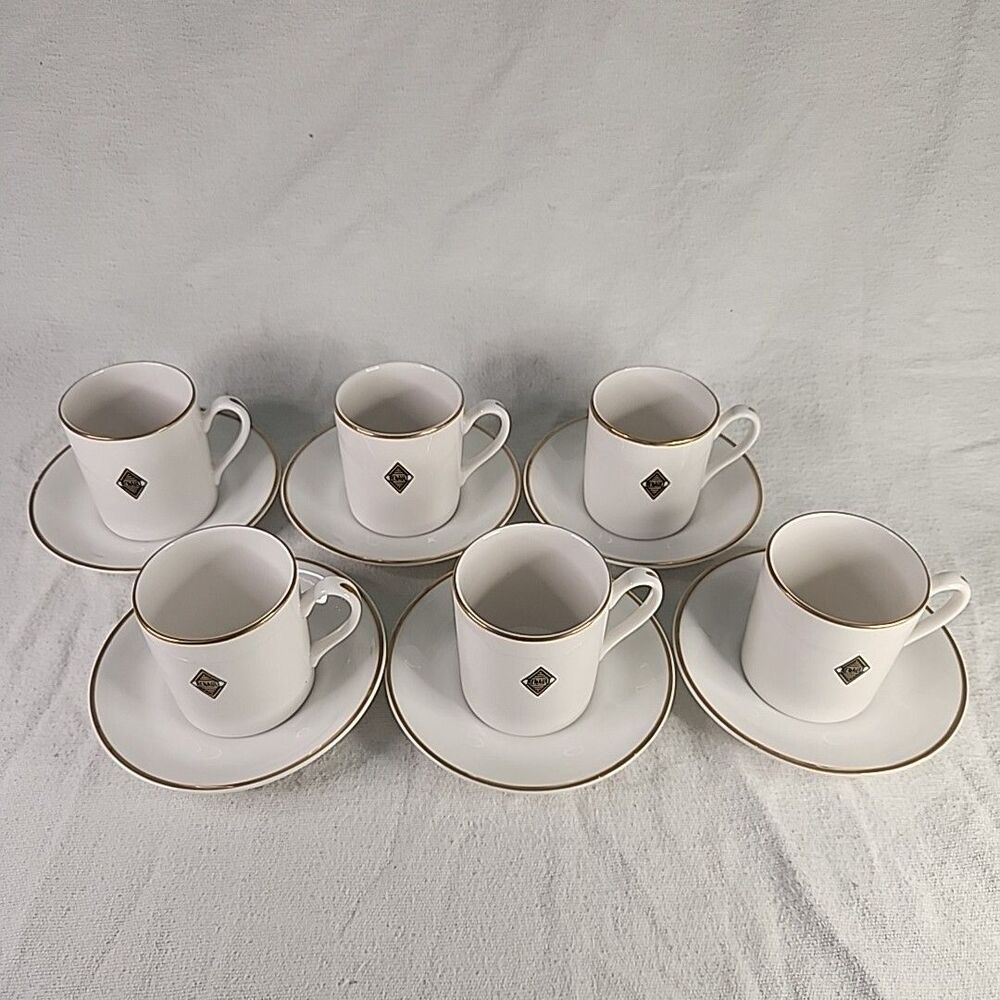 Cup & Saucer Royal Hartford Renault Argentina Bone China Set Of 6 Demitasse VTG